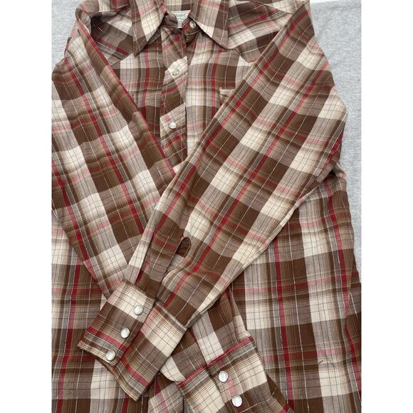 VTG H Bar C Ranchwear Men's Pearl Snap Shirt Permanent Press Long Tail USA - Picture 6 of 16